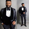 Black Jacquard Jacket Men Suit Slim Fit