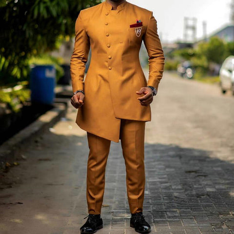 Yellow Slim Fit Prom Suits