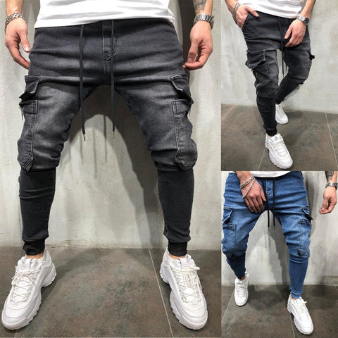Men Stretchy Multi-pocket Skinny Jeans