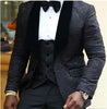 Black Jacquard Jacket Men Suit Slim Fit