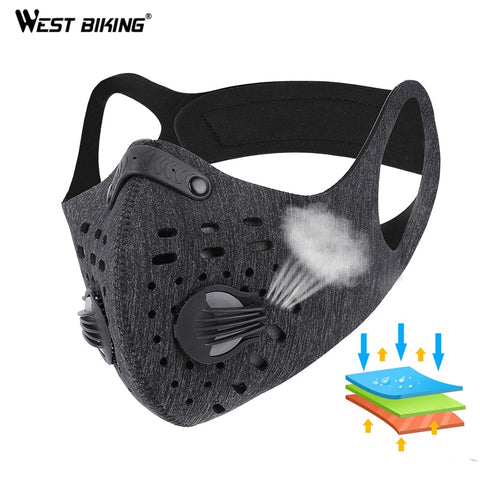 WEST BIKING N95 Antiviral Coronavirus Sport Face Mask With Filter Activated Carbon PM 2.5 Anti-Pollution Running Cycling Mask