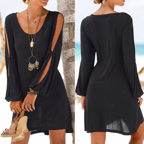 Casual O-Neck Hollow Out Sleeve