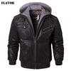 Removable Hood Winter Coat Men Warm Genuine Leather Jackets