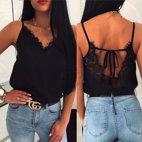 Lace Tank Tops Vest V Neck
