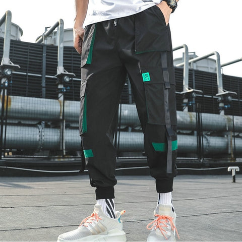 Hip Hop Boy Multi-pocket Elastic Waist Design Harem